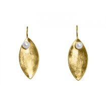 Gemshine - Damen - Ohrringe - Ohrhänger - 925 Silber - Vergoldet - Marquise - Minimalistisch - Design - Perle 