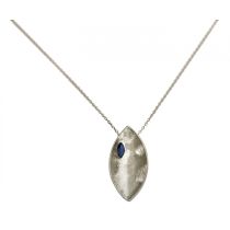 Gemshine - Damen - Halskette - Anhänger - 925 Silber - Marquise - Minimalistisch - Design - Iolith - Blau - 45