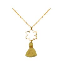 Gemshine - Damen - Halskette - Anhänger - 925 Silber - Vergoldet - Lotus Blume - Mandala - Quaste - Goldgelb -