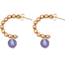 Gemshine - Damen - Ohrringe - Rose Vergoldet - Loop - Violett Blau - 3 cm