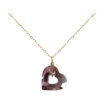 Gemshine - Damen - Halskette - Anhänger - Vergoldet - Herz - Open Heart - Rose - Lila - MADE WITH SWAROVSKI EL