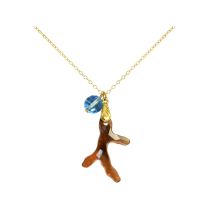 Gemshine - Damen - Halskette - Anhänger - Vergoldet - Koralle - Goldbraun Orange - Blau - MADE WITH SWAROVSKI 