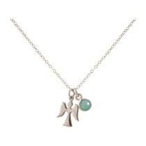 Gemshine - Damen - Halskette - Anhänger - Engel - Schutzengel - 925 Silber - Chalcedon - Grün - Meeresgrün - 1