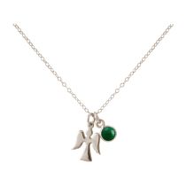 Gemshine - Damen - Halskette - Anhänger - Engel - Schutzengel - 925 Silber - Smaragd - Grün - 1,3 cm