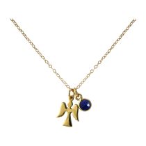 Gemshine - Damen - Halskette - Anhänger - Engel - Schutzengel - 925 Silber - Vergoldet - Saphir - Blau - 1,3 c