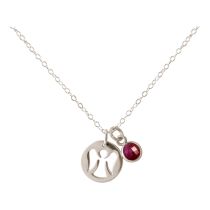 Gemshine - Damen - Halskette - Anhänger - Engel - Schutzengel - 925 Silber - Rubin - Rot - 1,3 cm