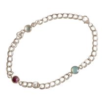 Gemshine - Damen - Armband - 925 Silber - Rubin - Chalcedon - Rot - Meeresgrün - Kette - Geschmeidig