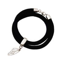 Gemshine - Damen - Armband - Wickelarmband - 925 Silber - Schmetterling - Schwarz