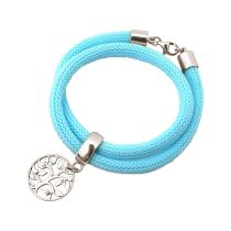 Gemshine - Damen - Armband - Wickelarmband - 925 Silber - Lebensbaum - Blau