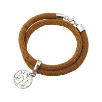 Gemshine - Damen - Armband - Wickelarmband - 925 Silber - Lebensbaum - Braun
