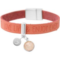 Gemshine - Damen - Armband - Fußabdruck - 925 Silber - WISHES - Rosa - Pink - Rosenquarz - Magnetverschluss