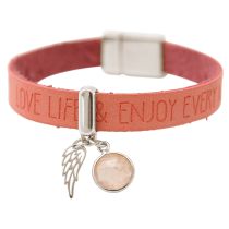 Gemshine - Damen - Armband - Engel - Flügel - 925 Silber - WISHES - Pink - Rosenquarz - Rosa - Magnetverschlus