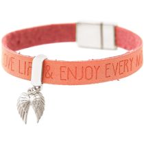 Gemshine - Damen - Armband - Schutz Engel - Doppelflügel - 925 Silber - WISHES - Rosa Pink - Magnetverschluss