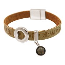 Gemshine - Damen - Armband - Herz - Liebe - WISHES - Rauchquarz - Braun Sand - Magnetverschluss