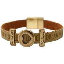 Gemshine - Damen - Armband - Herz - Liebe - WISHES - Braun - Sand - Magnetverschluss - Survivor - Believe