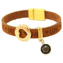 Gemshine - Damen - Armband - Herz - Liebe - WISHES - Rauchquarz - Braun Sand - Magnetverschluss