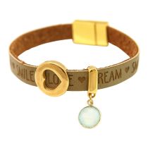 Gemshine - Damen - Armband - Herz - Liebe - WISHES - Chalcedon - Braun Sand - Magnetverschluss