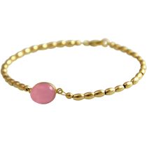 Gemshine - Damen - Armband - Vergoldet - Quarz - Rosa - 18 cm