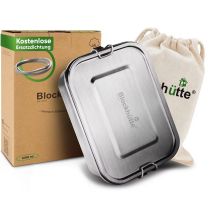Blockhütte Brotdose Premium 1400 ml Lunchbox Edelstahl Brotzeitbox mit Trennwand