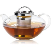 Wollenhaupt Lotus Teekanne 1,2 Liter Glaskanne Edelstahlsieb Teebereiter Kanne