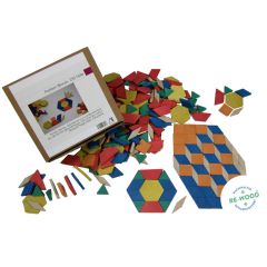 Geometrische Legeplättchen Pattern Blocks, 250 Teile aus RE-Wood®