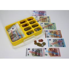 Spielgeldkoffer, 130 Scheine + 160 Münzen, im Kunststoffkoffer mit Einsatz
