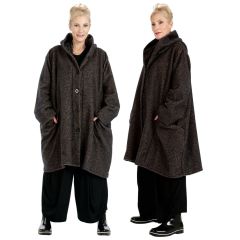 AKH Fashion braune Wolljacken mit Kapuze Lagenlook Mode