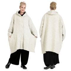 AKH Fashion weiße Wolljacken mit Kapuze Lagenlook Mode