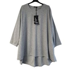 Lagenlook graue Pullover Shirts mit Wolle große Größen