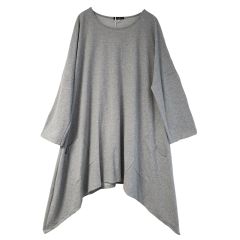 Lagenlook New Collection Italy graue Tunika-Shirts Baumwolle