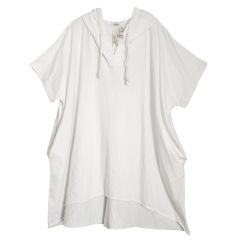 Lagenlook weiße Sommer Tunika Shirts Kapuze Baumwolle