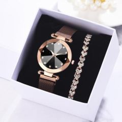 Uhr Armband Set Luxus Damenuhren Sternenhimmel Magnet Uhr Schnalle Mode Strass Armband Armbanduhr Kleid Uhr