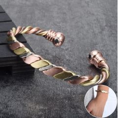 Magnetic Bracelet Copper Ball Rose Gold Open Cuff