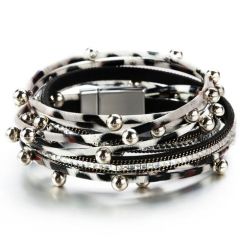 Amorcome Multilayer Leder Armbänder Für Frauen 2020 Trendy Design 4 Farben Perlen Charme Doppel Wrap