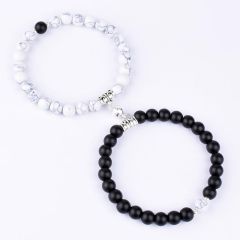 2pcs / set Naturstein Perlen Yoga Armband für Liebhaber Abstand Magnet Paar Armbänder Heilung Freundschaft Sch