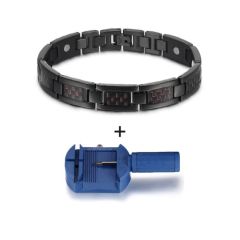 Black Magnetic Bracelet Men Stainless Steel Energy Germanium Men Bracelet Hand Chain Carbon Fiber Hologram Bra