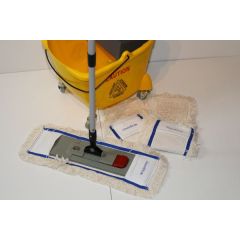 Wischset CleanSV gelb 50 - 24 Liter, PE Putzeimer mit 4 Rädern und Moppresse, 3 CleanSV Baumwollmops 50 cm