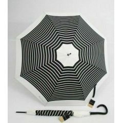 Pierre Cardin gestreifter Damenschirm Regenschirm Stockschirm  schwarz weiß