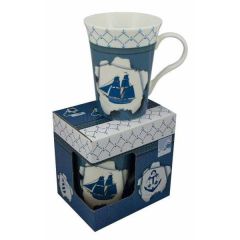 **Porzellan- Tasse, Kaffeepott, Becher- maritim in dekorativer Geschenkebox