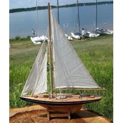 Yacht, Segelschiff, Schiffsmodel Segelyacht 56 cm aus Holz mit Stoffsegel