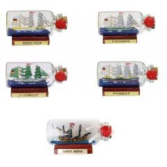 5er Set kleine Buddelschiffe-Gorch Fock, Humboldt, Passat, Santa Maria und Rickm