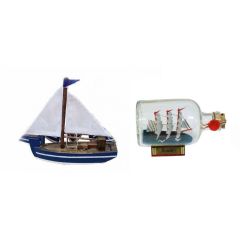 Kleiner Segler-Boot-Holzrumpf/Stoffsegel 10 cm+ Buddelschiff Bounty 9 cm