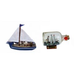 Kleiner Segler-Boot-Holzrumpf/Stoffsegel 10 cm+ Buddelschiff Rickmers 9 cm