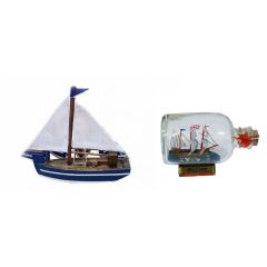 Kleiner Segler-Boot-Holzrumpf/Stoffsegel 10 cm+ Buddelschiff Mayflower 9 cm