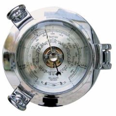Massives 2000g Barometer in Bullaugenform - verchromt - 14 cm