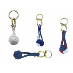 4X Schlüsselanhänger- Zierknoten mit Schäkel/Schlüsselring-weiß+blauweiß+rot