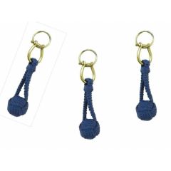 3X Schlüsselanhänger- blaue Zierknoten, Wurfknoten mit Schäkel/Schlüsselring