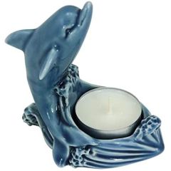 Teelichthalter - Delfin- glasiert- maritim