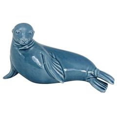 Seehund- glasiert- Maritime Deko- Figur Robbe 20 cm
