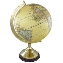 Edler Globus auf Holzstand H 35 cm- Messinggestell- Antikdesign